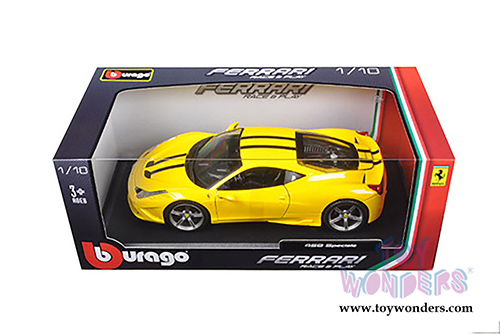BBurago Ferrari Race & Play - Ferrari 458 Speciale Hardtop (1/18 scale diecast model car, Yellow) 16002YL
