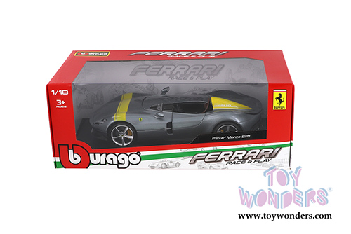 BBurago Ferrari Race & Play - Ferrari Monza SP1 (1/18 scale diecast model car, Gray) 16013GY