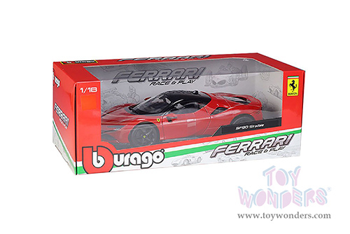 BBurago Ferrari Race & Play - Ferrari SF90 Stradale Hardtop (1/18 scale diecast model car, Red/Black Top) 16015R