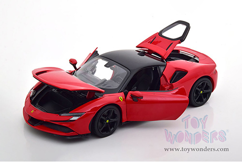BBurago Ferrari Race & Play - Ferrari SF90 Stradale Hardtop (1/18 scale diecast model car, Red/Black Top) 16015R