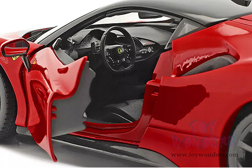 BBurago Ferrari Race & Play - Ferrari SF90 Stradale Hardtop (1/18 scale diecast model car, Red/Black Top) 16015R