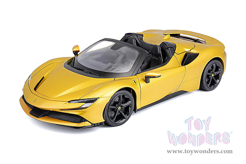 BBurago Ferrari Race & Play - Ferrari SF90 Spider (1/18 scale diecast model car, Gold) 16016G