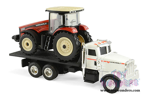 Tomy ERTL Versatile - 290 MFWD Tractor on Peterbilt 367 Dealership Truck (1/64 scale diecast model car, Red & White) 16247