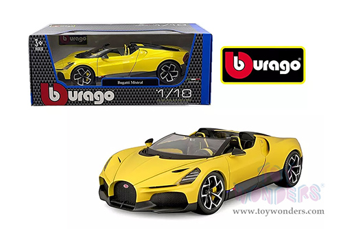 BBurago - Bugatti Mistral (1/18 scale diecast model car, Yellow) 18-11051YL