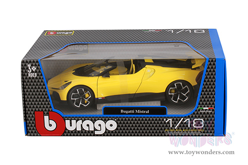 BBurago - Bugatti Mistral (1/18 scale diecast model car, Yellow) 18-11051YL