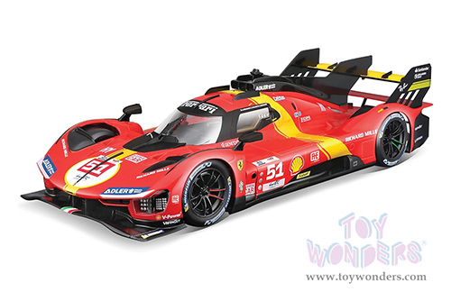 BBurago Ferrari Racing - Ferrari 499P #51 James Calado - Antonio Giovinazzi - Alessandro Pier Guid Ferrari AF Corse Winner "24 Hours of Le Mans" (2023) (1/18 scale diecast model car, Red) 18-16301R