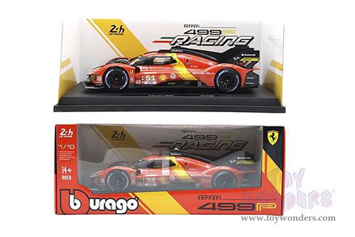 BBurago Ferrari Racing - Ferrari 499P #51 James Calado - Antonio Giovinazzi - Alessandro Pier Guid Ferrari AF Corse Winner "24 Hours of Le Mans" (2023) (1/18 scale diecast model car, Red) 18-16301R