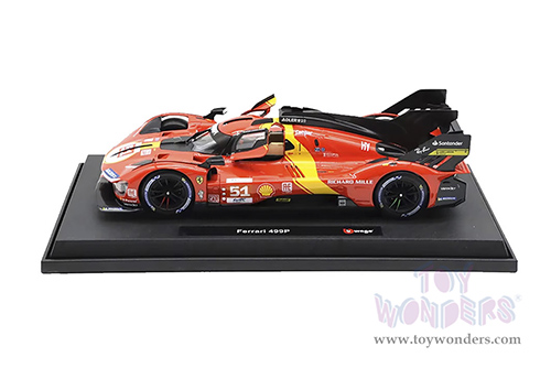 BBurago Ferrari Racing - Ferrari 499P #51 James Calado - Antonio Giovinazzi - Alessandro Pier Guid Ferrari AF Corse Winner "24 Hours of Le Mans" (2023) (1/18 scale diecast model car, Red) 18-16301R