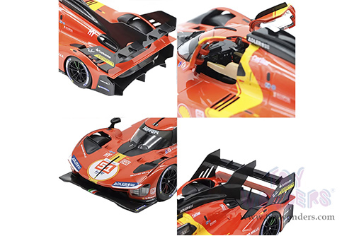 BBurago Ferrari Racing - Ferrari 499P #51 James Calado - Antonio Giovinazzi - Alessandro Pier Guid Ferrari AF Corse Winner "24 Hours of Le Mans" (2023) (1/18 scale diecast model car, Red) 18-16301R