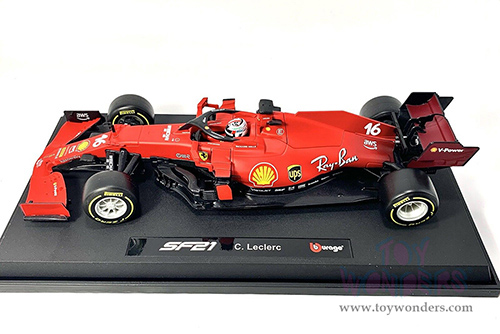 BBurago Ferrari Racing - Ferrari SF21 #16 Charles Leclerc Formula One F1 Car (2021) (1/18 scale diecast model car, Red) 18-16809LECL