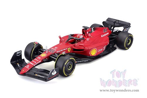 BBurago Ferrari Racing - Ferrari F1-75 #16 Charles Leclerc Formula One F1 Car (2022) "Formula Racing" (1/18 scale diecast model car, Red) 18-16811LECL