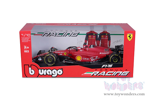 BBurago Ferrari Racing - Ferrari F1-75 #16 Charles Leclerc Formula One F1 Car (2022) "Formula Racing" (1/18 scale diecast model car, Red) 18-16811LECL