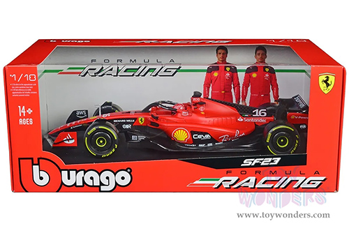 BBurago Formula Racing - Ferrari SF-23 #16 Charles Leclerc Formula One F1 World Championship (2023) (1/18 scale diecast model car, Red) 18-16812/16