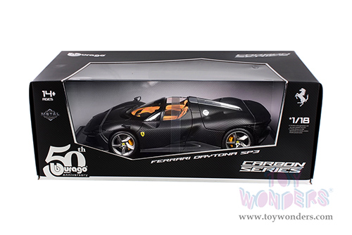BBurago 50th Anniversary | Cabon Series - Ferrari Daytona SP3 (1/18 scale diecast model car, Carbon Fiber) 18-16921