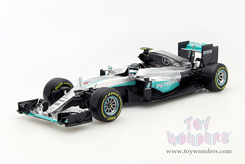 BBurago - Mercedes AMG F1 W07 Hybrid Petronas #6 Nico Rosberg Formula 1 (2016) (1/18 scale diecast model car, Silver/Turquoise) 18-18001ROSB