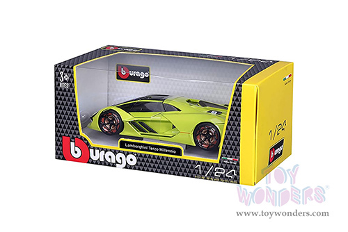 BBurago - Lamborghini Terzo Millennio (1/24 scale diecast model car, Lime Green/Black Top) 18-21094GN