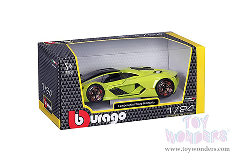 BBurago - Lamborghini Terzo Millennio (1/24 scale diecast model car, Lime Green/Black Top) 18-21094GN