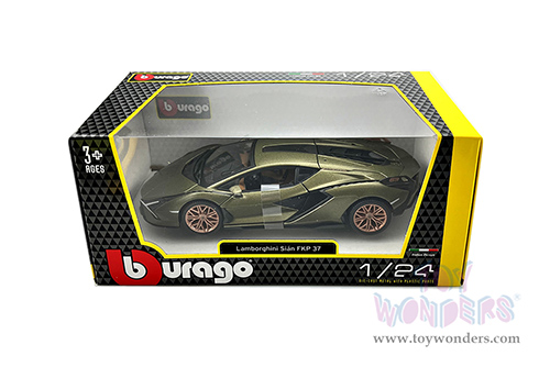 BBurago -  Lamborghini Sián FKP37 Hardtop (1/24 scale diecast model car, Matte Green) 18-21099GN