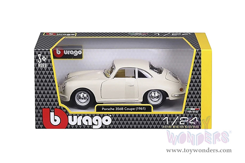 BBurago - Porsche 356B Coupé (1961, 1/24 scale diecast model car, Ivory) 18-22079IV