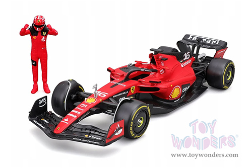 Bburago - Ferrari SF-23 #16 Charles Leclerc with Driver Figure (1/24 scale diecast model car, Red) 18-26809/16