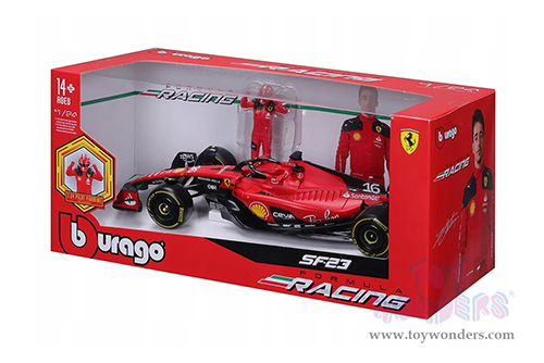 Bburago - Ferrari SF-23 #16 Charles Leclerc with Driver Figure (1/24 scale diecast model car, Red) 18-26809/16