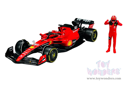 Bburago - Ferrari SF-23 #16 Charles Leclerc with Driver Figure (1/24 scale diecast model car, Red) 18-26809/16