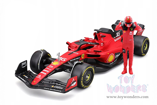 Bburago - Ferrari SF-23 #16 Charles Leclerc with Driver Figure (1/24 scale diecast model car, Red) 18-26809/16