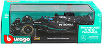 Bburago Formula Racing - Mercedes AMG Petronas F1 Team #63 George Russell with Driver Formula One F1 W14 E Performance (2023) (1/24 scale diecast model car, Black) 18-28028/63A; 