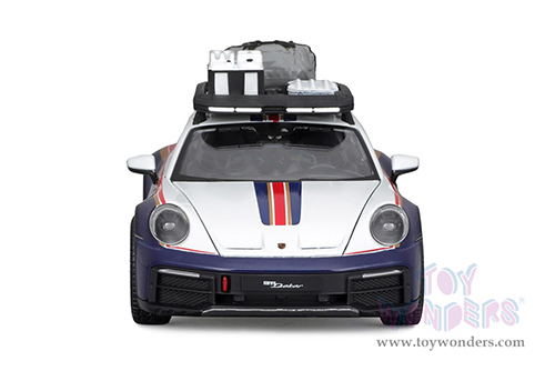 BBurago Race - Porsche 911 Dakar Race Car #953 "Roughroads Porsche" (1/24 scale diecast model car, White/Blue) 18-28029BU