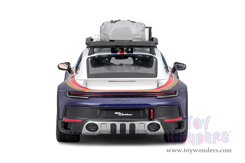 BBurago Race - Porsche 911 Dakar Race Car #953 "Roughroads Porsche" (1/24 scale diecast model car, White/Blue) 18-28029BU