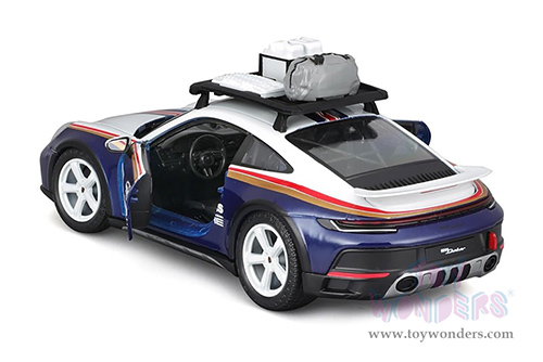 BBurago Race - Porsche 911 Dakar Race Car #953 "Roughroads Porsche" (1/24 scale diecast model car, White/Blue) 18-28029BU
