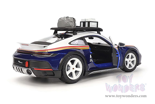 BBurago Race - Porsche 911 Dakar Race Car #953 "Roughroads Porsche" (1/24 scale diecast model car, White/Blue) 18-28029BU