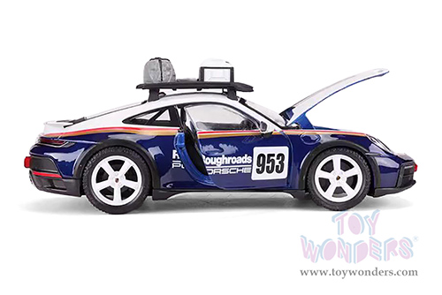 BBurago Race - Porsche 911 Dakar Race Car #953 "Roughroads Porsche" (1/24 scale diecast model car, White/Blue) 18-28029BU