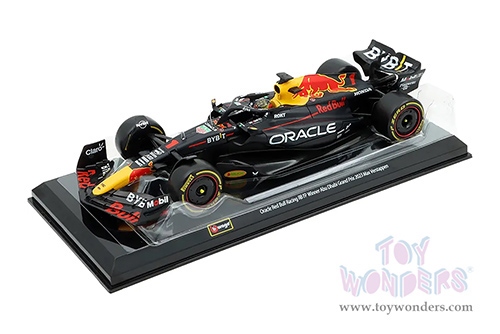 Bburago - Oracle Red Bull Racing RB19 #1 Max Verstappen with Driver Formula One F1 "Drivers' Champion" (2023) (1/24 scale diecast model car, Black) 18-28030/1A