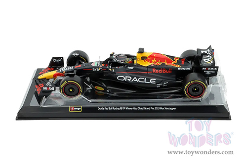 Bburago - Oracle Red Bull Racing RB19 #1 Max Verstappen with Driver Formula One F1 "Drivers' Champion" (2023) (1/24 scale diecast model car, Black) 18-28030/1A