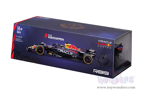 Bburago - Oracle Red Bull Racing RB19 #1 Max Verstappen with Driver Formula One F1 "Drivers' Champion" (2023) (1/24 scale diecast model car, Black) 18-28030/1