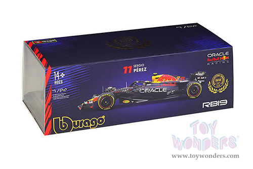 Bburago - Oracle Red Bull Racing RB19 #11 Sergio Pérez with Driver Formula One F1 "Construtors' Champion" (2023) (1/24 scale diecast model car, Black) 18-28030/11