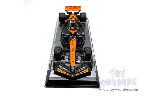 Bburago Formula Racing - McLaren F1 Team #81 Oscar Piastri with Driver "OKX" Formula One F1 Miami GP (2024) (1/24 scale diecast model car, Black/Orange) 18-28033/81A