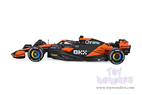 Bburago Formula Racing - McLaren F1 Team #81 Oscar Piastri with Driver "OKX" Formula One F1 Miami GP (2024) (1/24 scale diecast model car, Black/Orange) 18-28033/81A