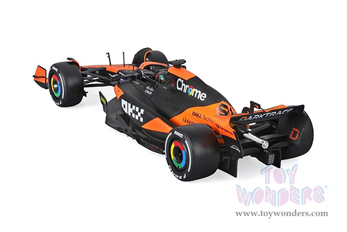 Bburago Formula Racing - McLaren F1 Team #81 Oscar Piastri with Driver "OKX" Formula One F1 Miami GP (2024) (1/24 scale diecast model car, Black/Orange) 18-28033/81A