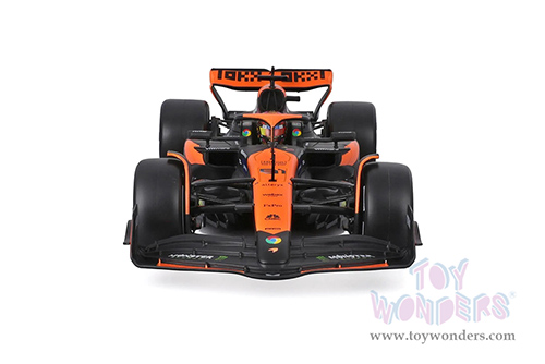 Bburago Formula Racing - McLaren F1 Team #81 Oscar Piastri with Driver "OKX" Formula One F1 Miami GP (2024) (1/24 scale diecast model car, Black/Orange) 18-28033/81A