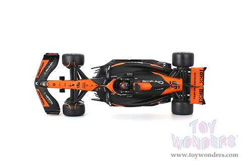 Bburago Formula Racing - McLaren F1 Team #81 Oscar Piastri with Driver "OKX" Formula One F1 Miami GP (2024) (1/24 scale diecast model car, Black/Orange) 18-28033/81A