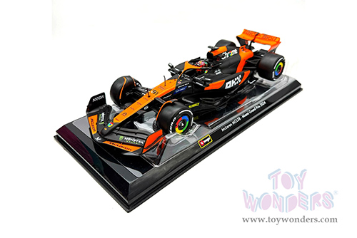 Bburago Formula Racing - McLaren F1 Team #81 Oscar Piastri with Driver "OKX" Formula One F1 Miami GP (2024) (1/24 scale diecast model car, Black/Orange) 18-28033/81A