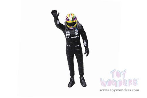 Bburago Formula Racing - Mercedes AMG Petronas F1 Team #44 Lewis Hamilton Formula One F1 W14 E Performance (2023) with Driver Figure (1/24 scale diecast model car, Black) 18-28037/44