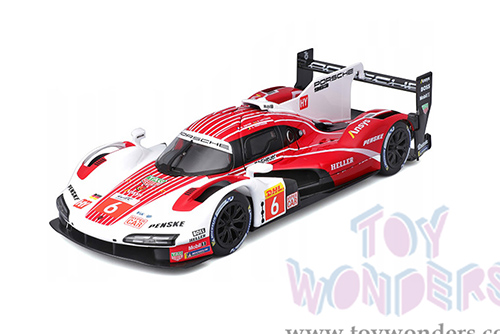 BBurago Race - Porsche 963 Race Car #6 Kevin Estre - Andre Lotterer - Laurens Vanthoor Penske Motorsport Winner FIA WEC 2024 (1/24 scale diecast model car, White/Red) 18-28042