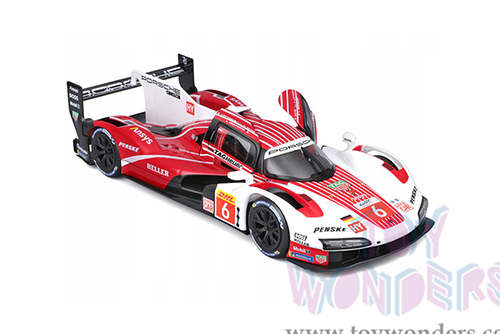 BBurago Race - Porsche 963 Race Car #6 Kevin Estre - Andre Lotterer - Laurens Vanthoor Penske Motorsport Winner FIA WEC 2024 (1/24 scale diecast model car, White/Red) 18-28042