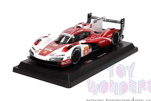 BBurago Race - Porsche 963 Race Car #6 Kevin Estre - Andre Lotterer - Laurens Vanthoor Penske Motorsport Winner FIA WEC 2024 (1/24 scale diecast model car, White/Red) 18-28042