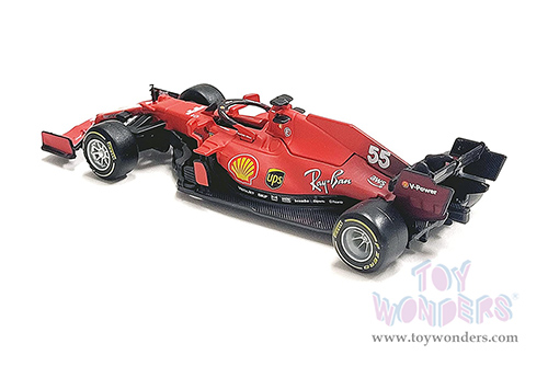 BBurago Ferrari Racing - Ferrari SF21 #55 Carlos Sainz Formula One F1 Car (2021) (1/43 scale diecast model car, Red) 18-36829SAIN