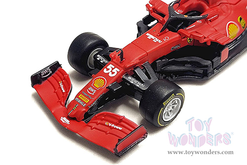 BBurago Ferrari Racing - Ferrari SF21 #55 Carlos Sainz Formula One F1 Car (2021) (1/43 scale diecast model car, Red) 18-36829SAIN