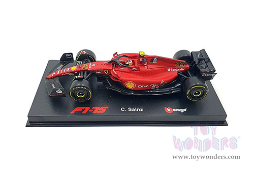 Bburago Formula Racing - Ferrari F1-75 #55 Carlos Sainz with Driver Formula One F1 Italian GP (2022) (1/43 scale diecast model car, Red) 18-36831/SAI